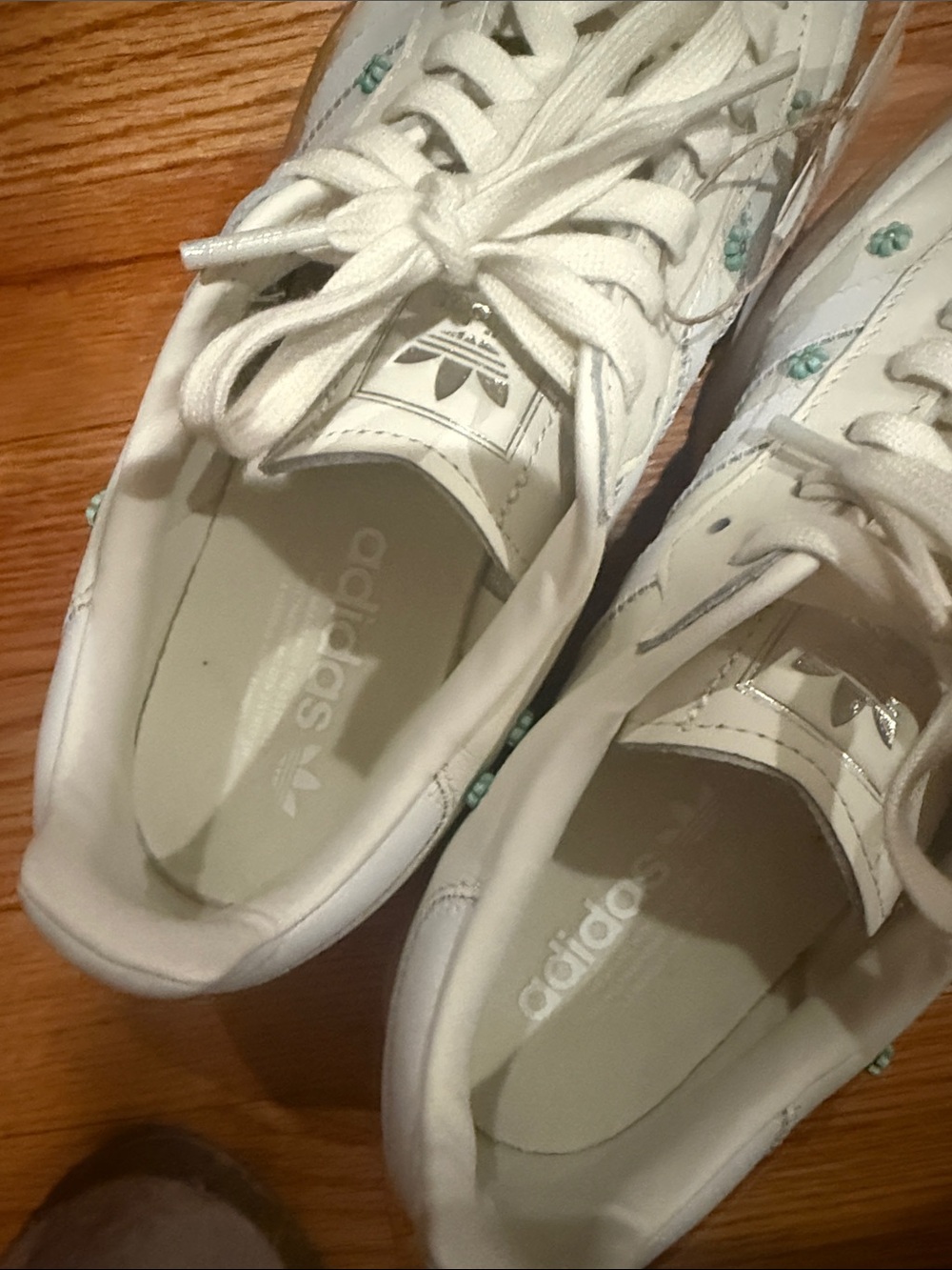 adidas Samba Sambae Off White Cloud Clear Mint Floral Embellished - Picture 14 of 14